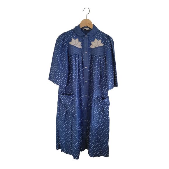 Vintage Models Coat Blue Floral Housecoat - Picture 2 of 8